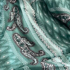 Desco Teal and White Paisley Silk Scarf